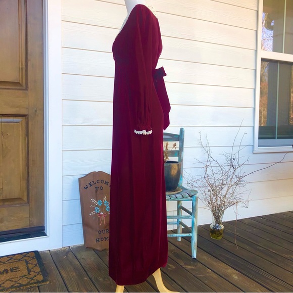 Vintage Edwardian Cranberry Velvet gown - Picture 4 of 14